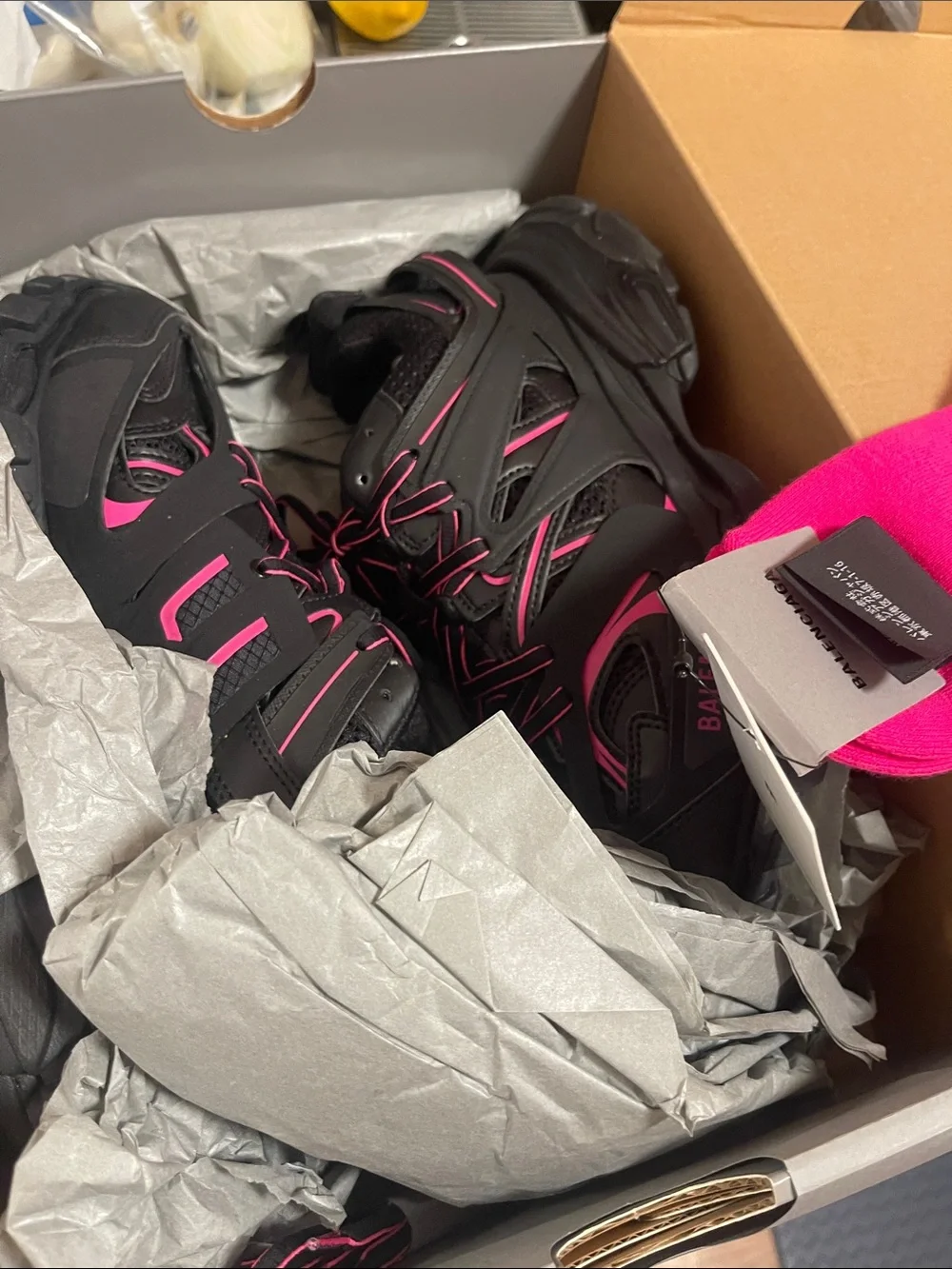 Balenciaga Black and Pink Women's Sneakers